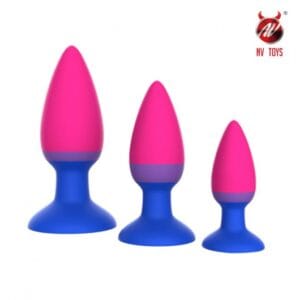 Kit de Plugs Anal com Ventosa Silicone Aveludado - Tamanhos P, M e G