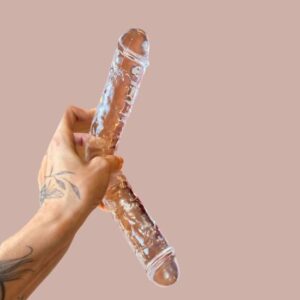 Pênis Duplo Realístico Transparente 30x3,5cm - Prazer Compartilhado