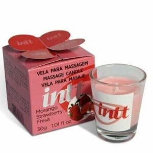 Vela Massagem Beijável de Morango - Sensual, Aconchegante e Perfeita para Noites de Prazer e Fetiche