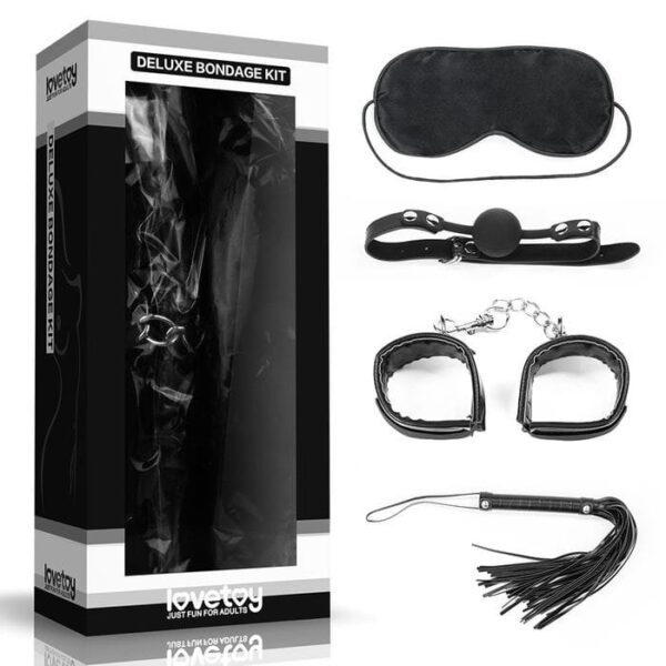 Kit Bondage Luxo Lovetoy - Máscara, Mordaça, Venda, Chicote e Algema para Fetiche e Sadomasoquismo - Image 2
