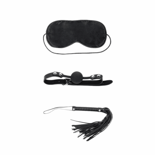 Kit Bondage Luxo Lovetoy - Máscara, Mordaça, Venda, Chicote e Algema para Fetiche e Sadomasoquismo