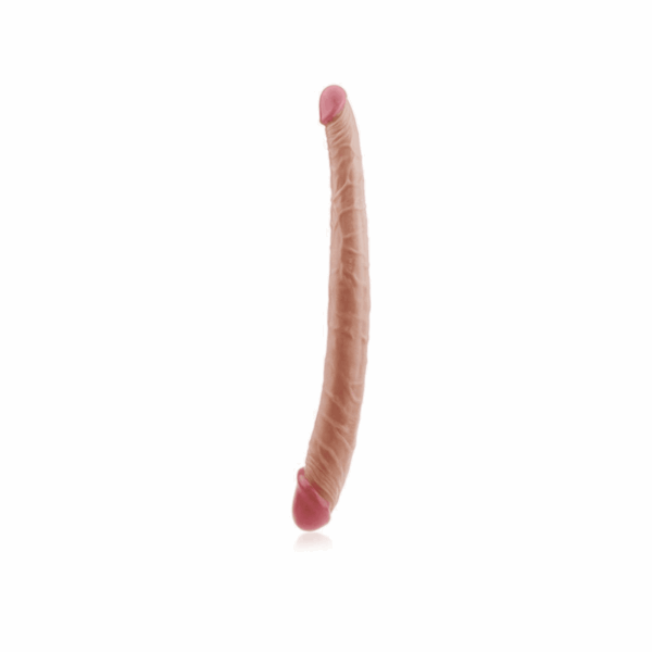 Pênis Duplo Realístico Flexível com Veias Massageadoras - PVC Macio, 36cm, Atóxico, Higienização Fácil e Embalagem Discreta