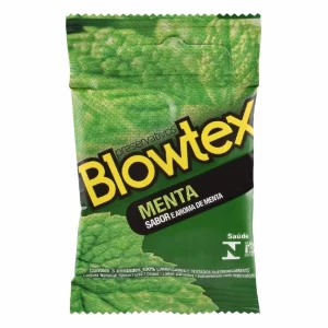 Preservativo Blowtex Menta 52mm – Textura Lisa, Sabor Refrescante, Atoxico, Proteção Contra Vazamentos