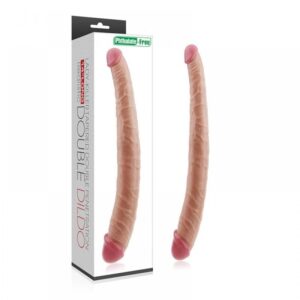 Pênis Duplo Realístico Flexível com Veias Massageadoras – PVC Macio, 36cm, Atóxico, Higienização Fácil e Embalagem Discreta