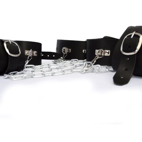 Algema, Bracelete e Tornozeleira com Corrente Galvanizada - Acessório de BDSM Confortável e Estiloso