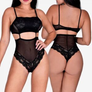 Body sem Bojo Preto com Calça Hot Paint – Tamanho Único, Sensual e Confortável
