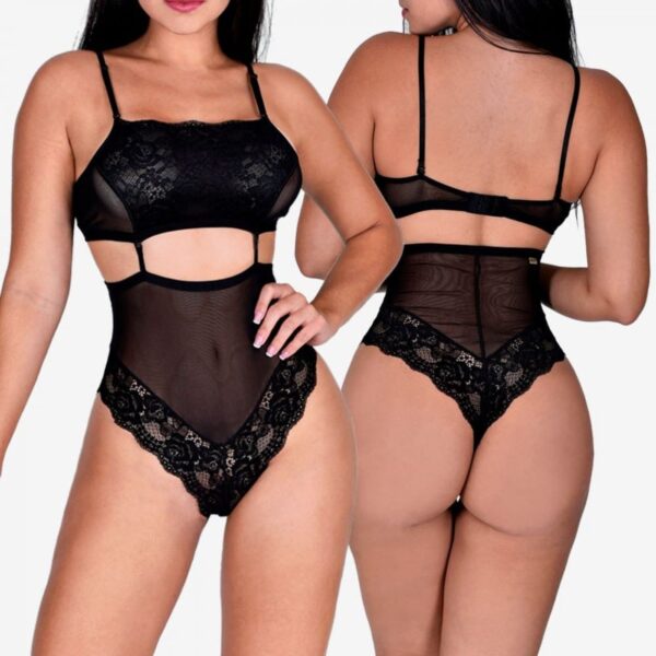 Body sem Bojo Preto com Calça Hot Paint - Tamanho Único, Sensual e Confortável
