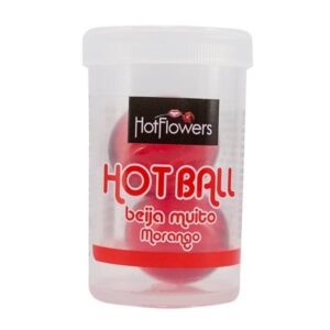 Hot Ball Morango Beijável – Óleo Corporal Aromatizado, Lubrificante e Perfumado para Massagem Sensual e Intimidade