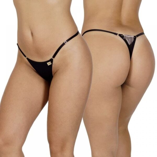Tanga Sensual em Malha com Biju – Tamanho Único, Cores Branco, Preto e Vermelho | Coleção "Aperta Que Ela Gosta"