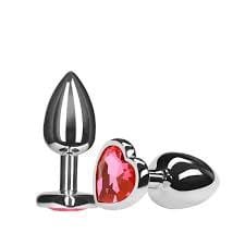Plug Anal em Metal com Coração – Pequeno e com Pedra