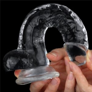 Pênis Realístico Transparente 14×3,5 com Ventosa Flexível, à Prova d’Água e Material Atóxico