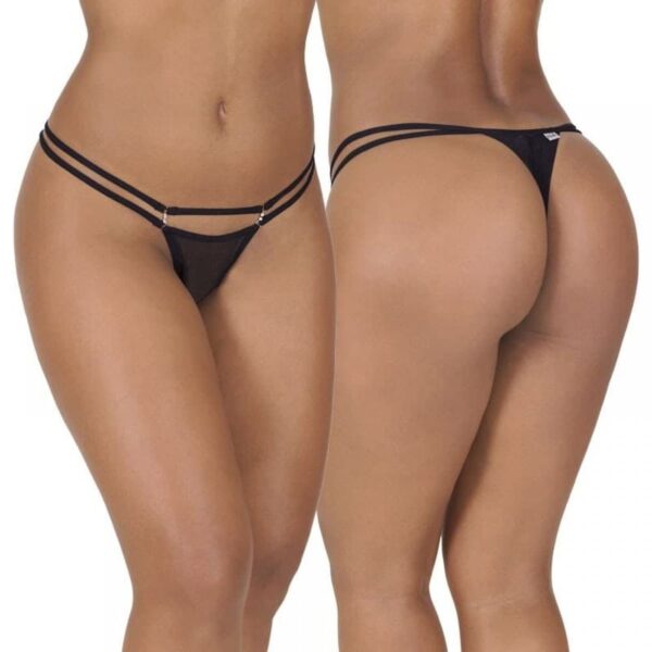 Tanga Sensual em Tule com Viés Duplo e Detalhe em Bijuteria - Cores Preto, Rubi e Branco - Conforto e Sofisticação