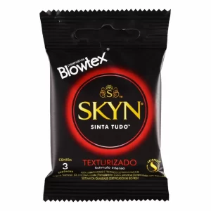 Preservativo Blowtex Skyn Texturizado Lubrificado – Sensação Natural, 3 Unidades