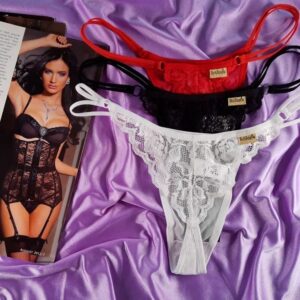 Kit 3 Tangas Sensuais de Tule e Renda – Branco, Preto e Vermelho | Conforto, Estilo e Elegância para Momentos Especiais